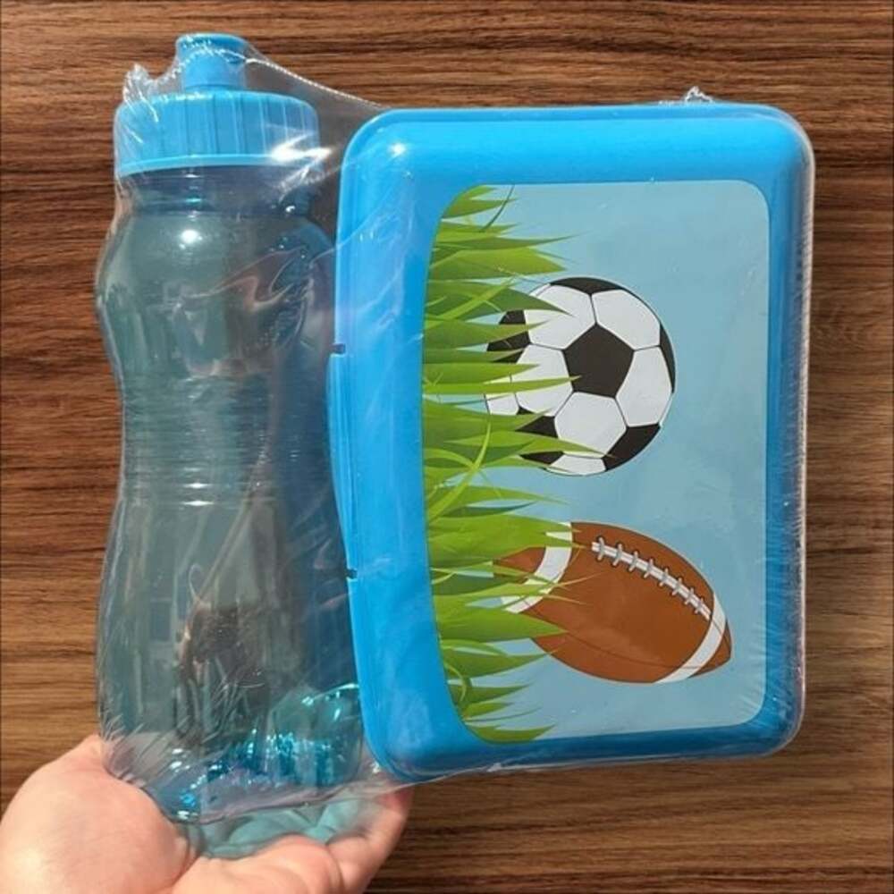 Blue Sports Lunchbox and Water Bottle Set